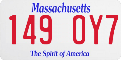 MA license plate 149OY7