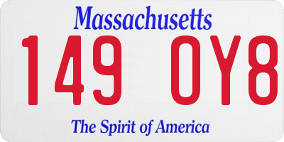 MA license plate 149OY8