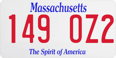 MA license plate 149OZ2