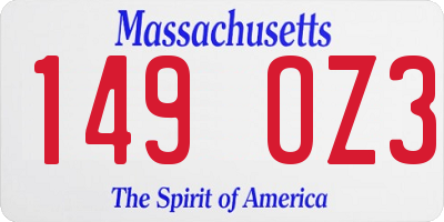 MA license plate 149OZ3
