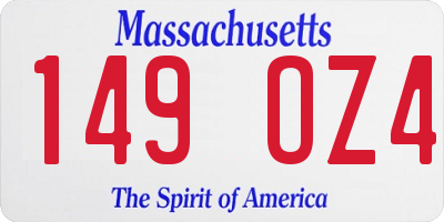 MA license plate 149OZ4