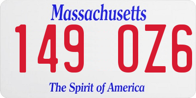 MA license plate 149OZ6
