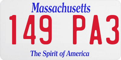MA license plate 149PA3