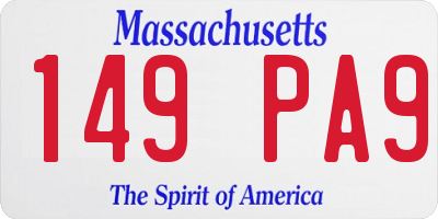 MA license plate 149PA9