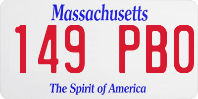 MA license plate 149PB0