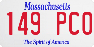 MA license plate 149PC0