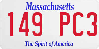 MA license plate 149PC3