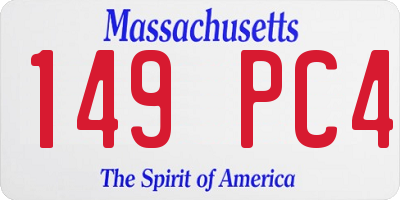 MA license plate 149PC4
