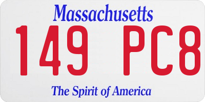 MA license plate 149PC8