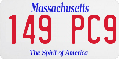 MA license plate 149PC9