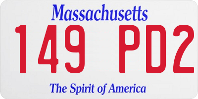 MA license plate 149PD2