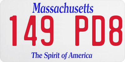 MA license plate 149PD8