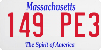 MA license plate 149PE3