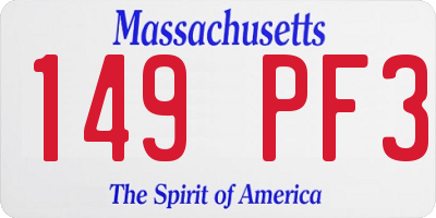 MA license plate 149PF3