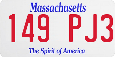 MA license plate 149PJ3