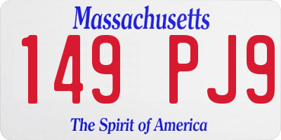 MA license plate 149PJ9