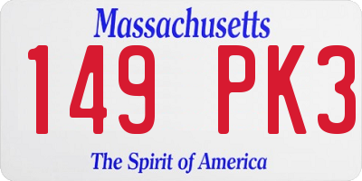 MA license plate 149PK3