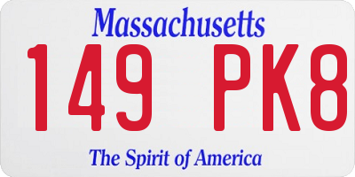 MA license plate 149PK8