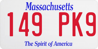 MA license plate 149PK9