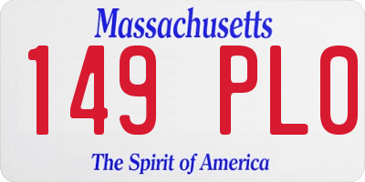 MA license plate 149PL0