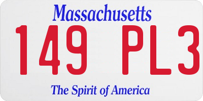 MA license plate 149PL3