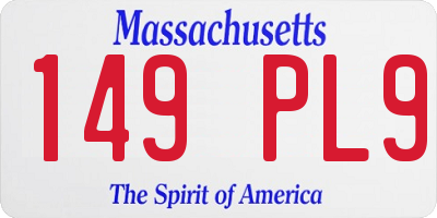 MA license plate 149PL9