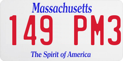 MA license plate 149PM3