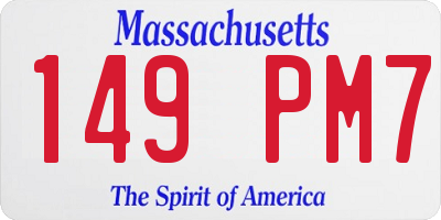 MA license plate 149PM7
