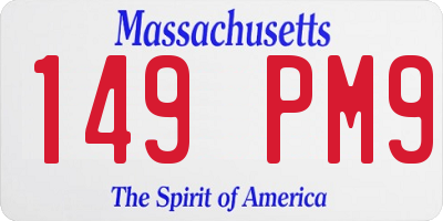 MA license plate 149PM9
