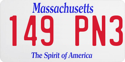MA license plate 149PN3