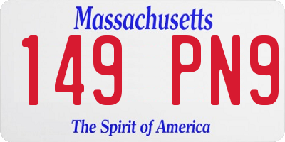 MA license plate 149PN9