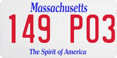MA license plate 149PO3