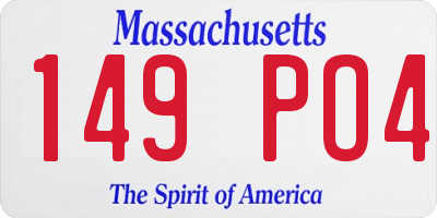 MA license plate 149PO4
