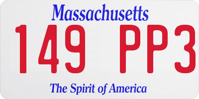 MA license plate 149PP3