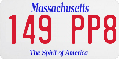 MA license plate 149PP8