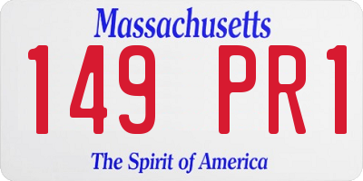 MA license plate 149PR1