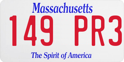 MA license plate 149PR3