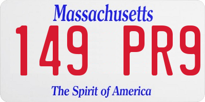 MA license plate 149PR9
