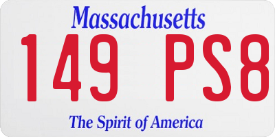 MA license plate 149PS8