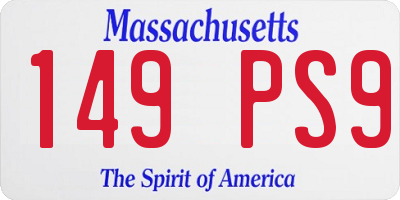 MA license plate 149PS9