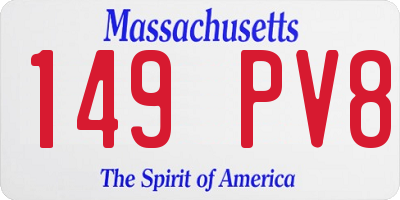 MA license plate 149PV8