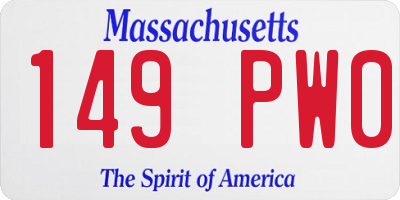 MA license plate 149PW0