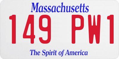 MA license plate 149PW1