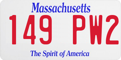 MA license plate 149PW2