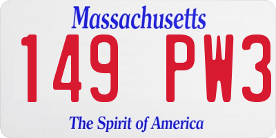 MA license plate 149PW3