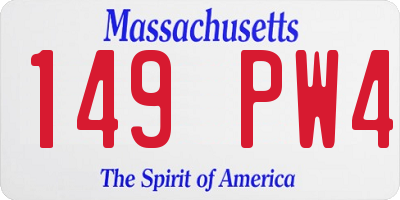 MA license plate 149PW4