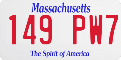 MA license plate 149PW7