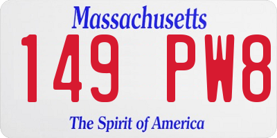 MA license plate 149PW8