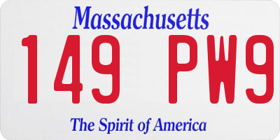 MA license plate 149PW9
