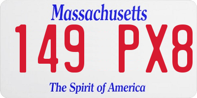 MA license plate 149PX8